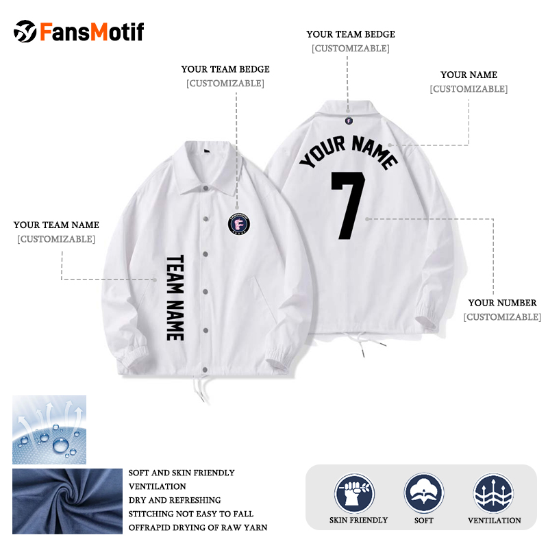 【 Fashion jacket 】 white Autumn and Winter jacket custom coat sportswear fashion clothing - fansmotif