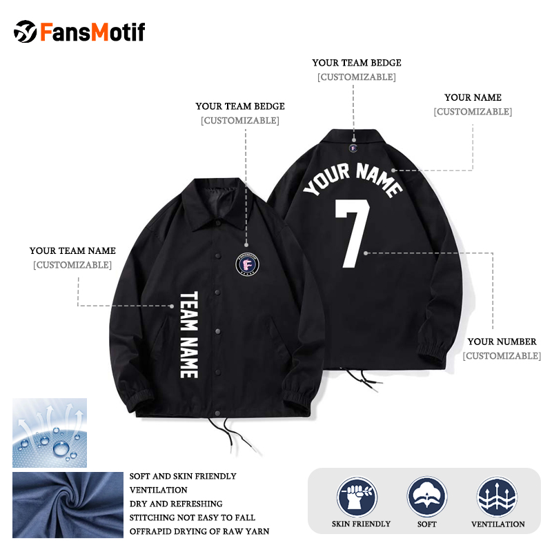 【 Fashion jacket 】 black Autumn and Winter jacket custom coat sportswear fashion clothing - fansmotif