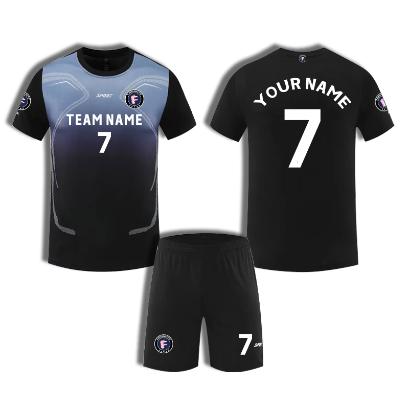 【 Sports T-shirt 】 Black and blue Short-sleeved loose training clothing for summer competitions - fansmotif