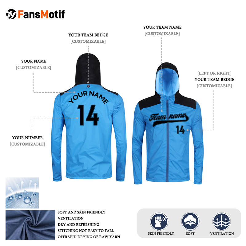 【 High Quality Windbreaker 】Blue reflective waterproof windbreaker High quality windbreaker - fansmotif